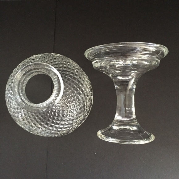 Fairy Lamp Clear Glass Pineapple Diamond Point Vintage Footed 2-Piece 6.75" EUC - Picture 6 of 8